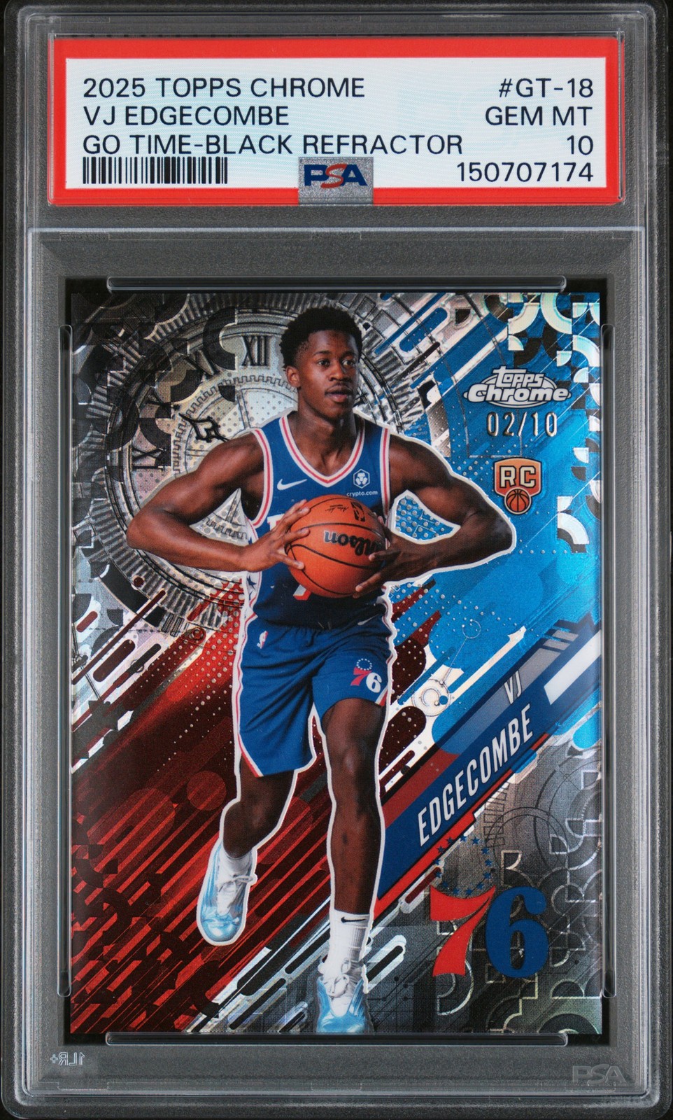 2025 TOPPS CHROME GO TIME BLACK REFRACTOR #GT-18 VJ EDGECOMBE 2/10 PSA 10