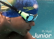 Speedo Biofuse 2.0 Goggles Junior 6-14 Blue/Green Anti Fog, Wide Vision NEW 