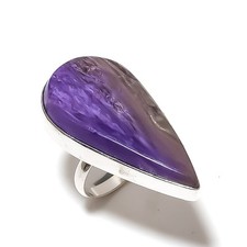 Russian Charoite Gemstone 925 Sterling Silver Gift Jewelry Ring Size 8.5 s645