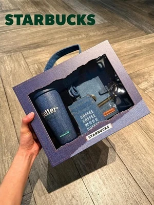 Starbucks 2026 Denim Star aislado taza de acero inoxidable con tarjetero nuevo - Imagen 1 de 4