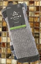 Alpine Design Men's Merino Wool Hiking Socks NWT Large Gray 2 Pair 18