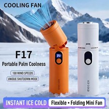 2026 New F17 Foldable Handheld Fan Mini Portable High-Speed Turbine Ice-Cooling