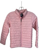Lands End Youth Quilted Puffer Winter Jacket PINK Primaloft Full Zip Size M 8