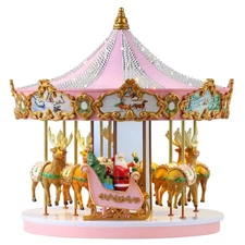 Mr. Christmas 12 Animated & Musical Pink Crystal Carousel