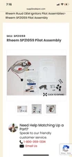 Rheem OEM LP Water Heater SP21059 Pilot Assembly