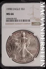 1998 American Silver Eagle One Dollar-NGC MS 66 Choice Gem BU No Reserve #SLL538