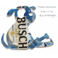 Dog Christmas Ornament Handmade With A Recycled Aluminum Beer Can