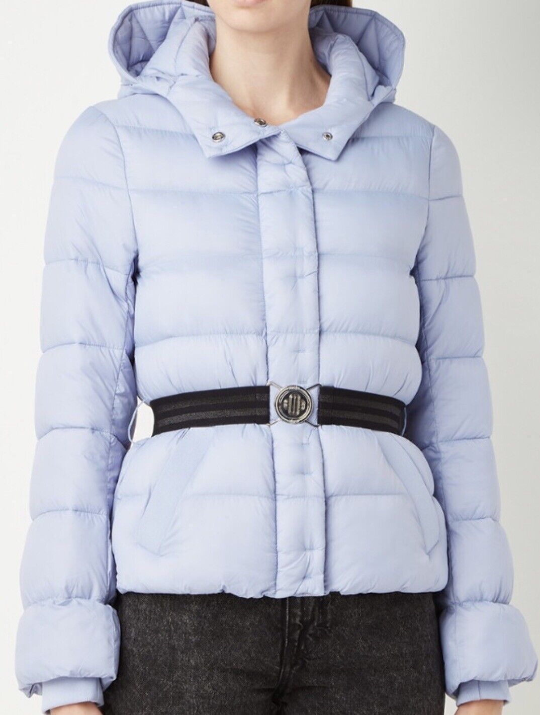Maje Guygla Belted Polyfill Coat Bleu Ciel Jacket Size 36 $525 New | eBay