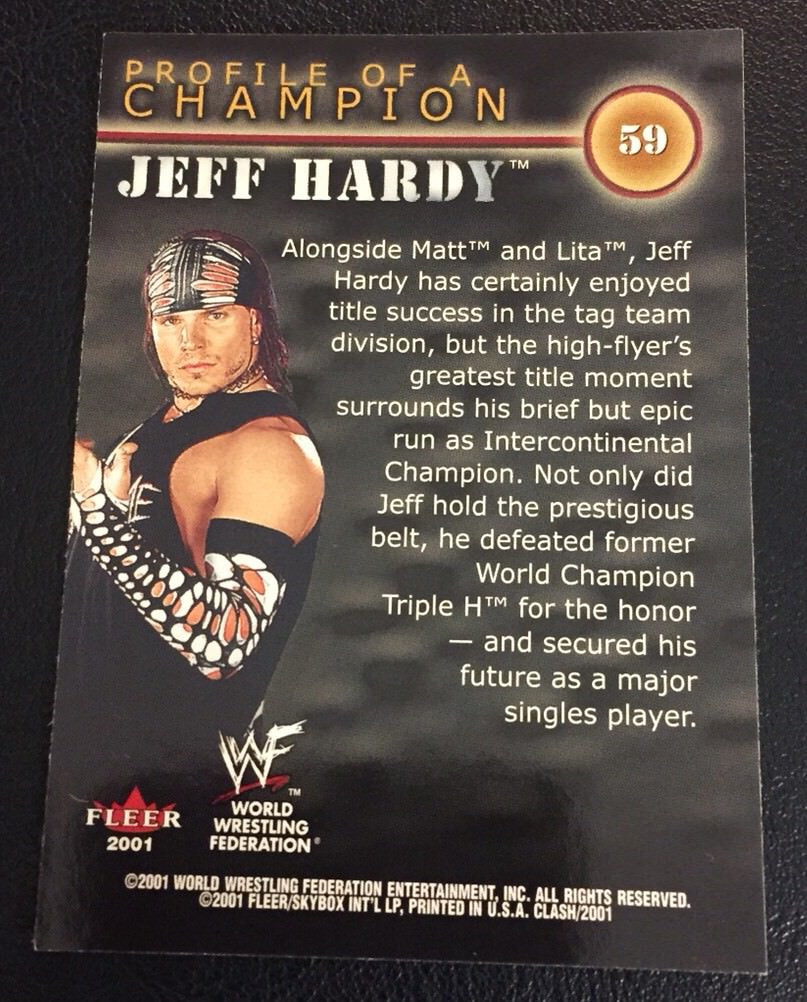 WWE Jeff Hardy 2001 Fleer WWF WWE Championship Clash #59 Profile
