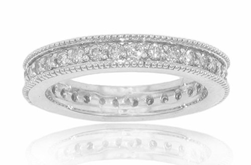 Alianza de boda de eternidad de diamantes de corte redondo de 1,05 quilates para damas color F claridad VS-2 - Imagen 1 de 4