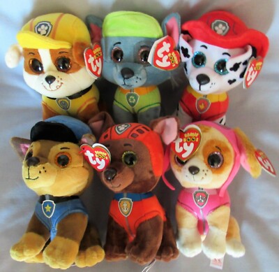 NEW Paw Patrol SET of TY Beanie Boos (Chase, Marshall, Rocky