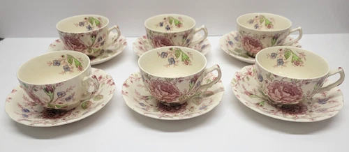 Johnson Brothers England  ROSE CHINTZ PINK Cup & Saucer Set Of 6