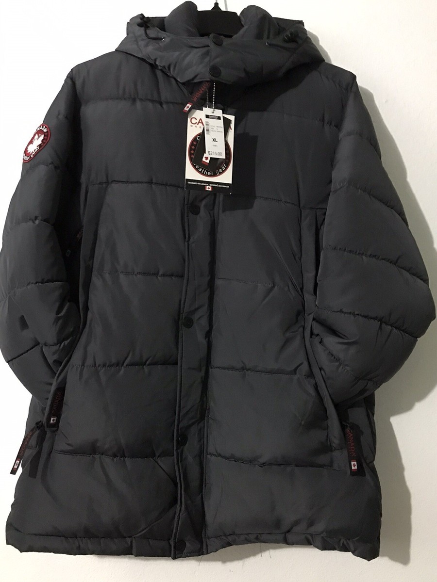 CANADA Weather Gear mens Puffer Hoodie Jacket Dark/Grey/Black