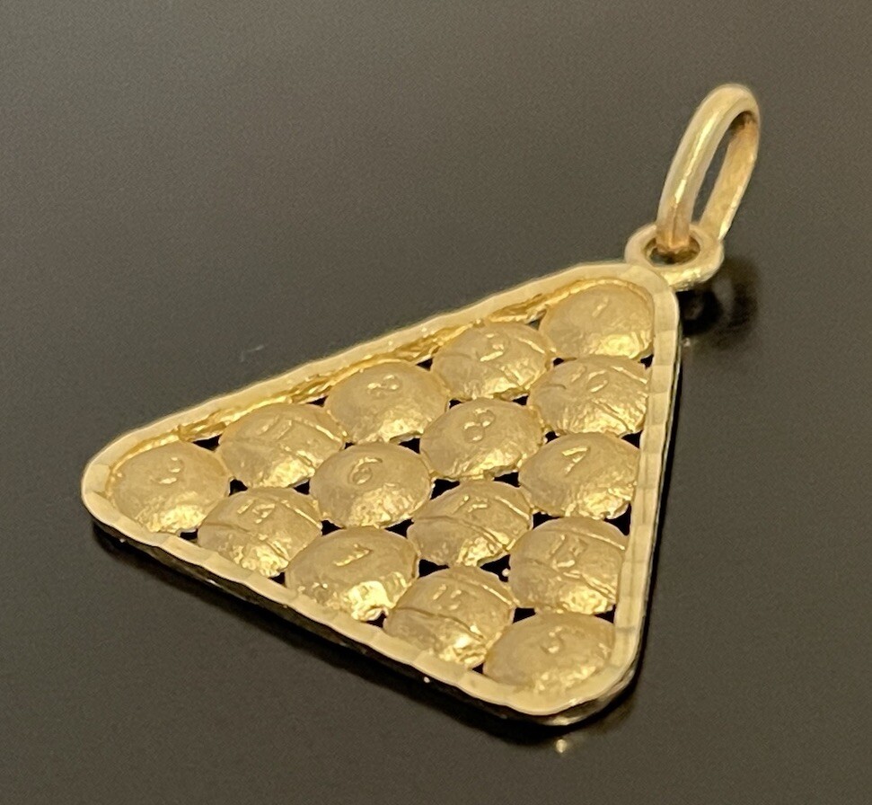 14K SOLID YELLOW GOLD LARGE TRIANGLE BILLIARDS BA… - image 4