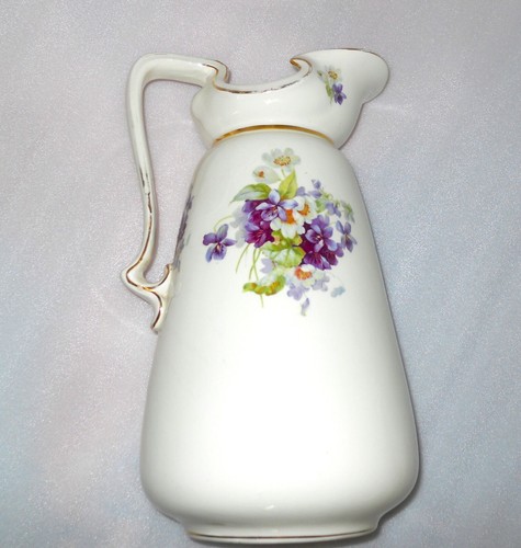 Alfred B Pearce & Co. London Lg Porcelain Wash Basin & Pitcher Ivory & Violets - Picture 2 of 11