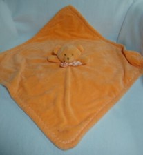 Teddy Bear Satin Bow Blankets  Beyond Peach Velvet Soft 18" 18" Lovey