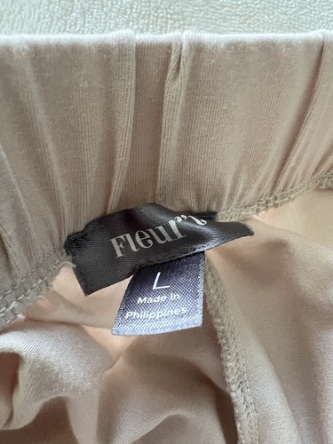 Fleur't Womens Pale Pink Satin Trim Sleep Pajama Pant Set Size Large EUC - Picture 4 of 13