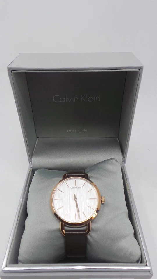 Calvin Klein K7B236G6 Rose Gold PLated Brown Leather Strap Watch - image 2 of 4