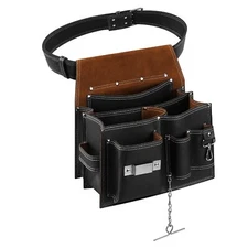 ARCFOX Leather Tool Pouch Bag with Belt Vintage Leather Tool Belt Bag 10 Pock...