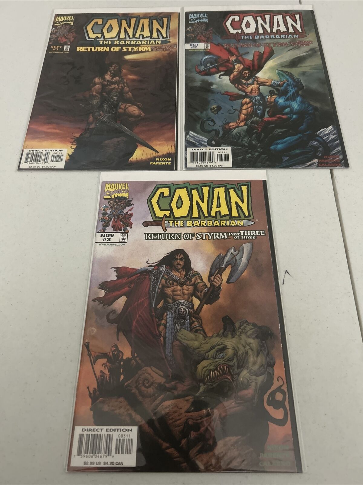 Conan Return of Styrm Complete 1-3 1 2 3 Marvel Comics Run Lot