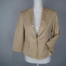 Bcbg Maxazria madison m Tan Button detail Jacket Blazer career work cotton bl