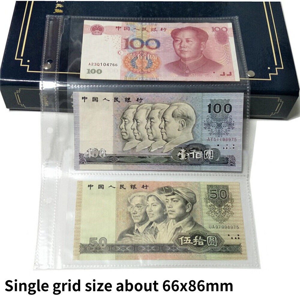 10Pcs 3-Grid Paper Money Loose Leaf Page Banknotes Display Storage Bag Holder US