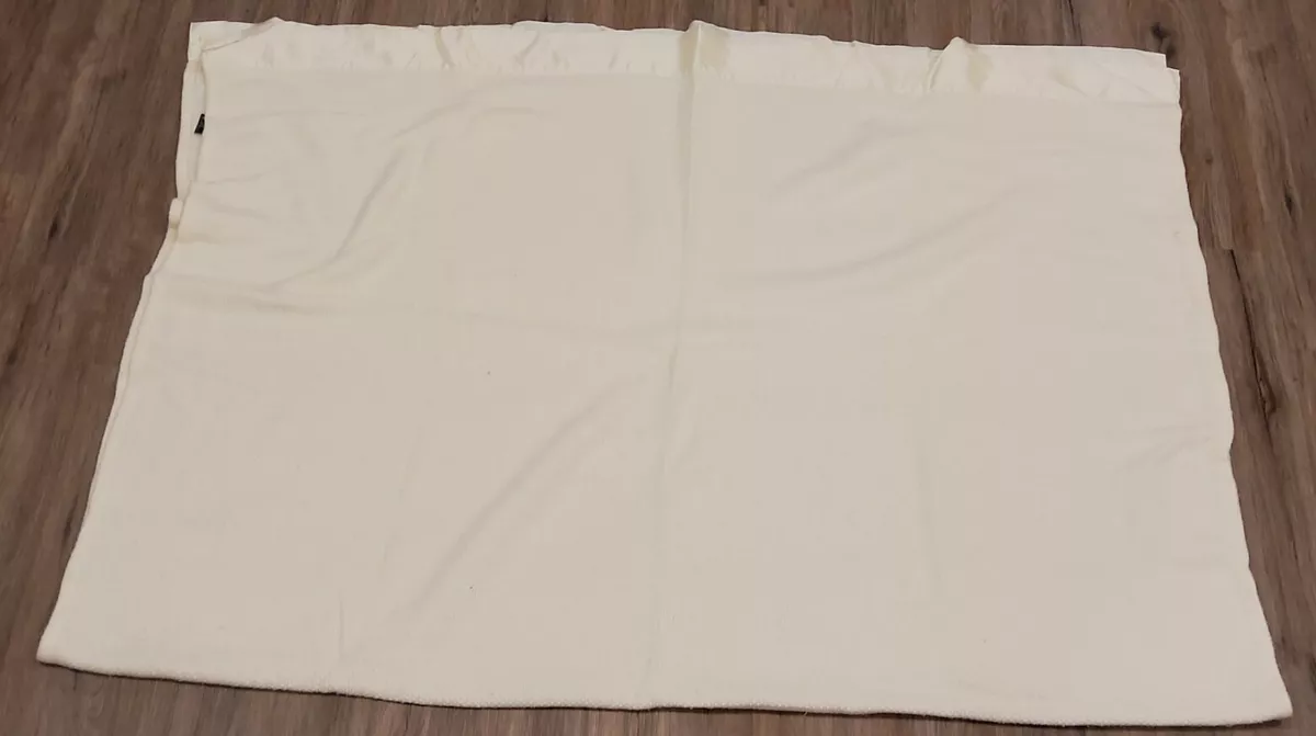 Vintage Ralph Lauren Satin Trimmed Blanket Waffle Weave Acrylic Ivory 66 X 90