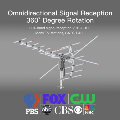 TA-001 990 Miles Outdoor Amplified TV Antenna 1080P 4K HDTV 30dB UHF/VHF 360° - Picture 2 of 15