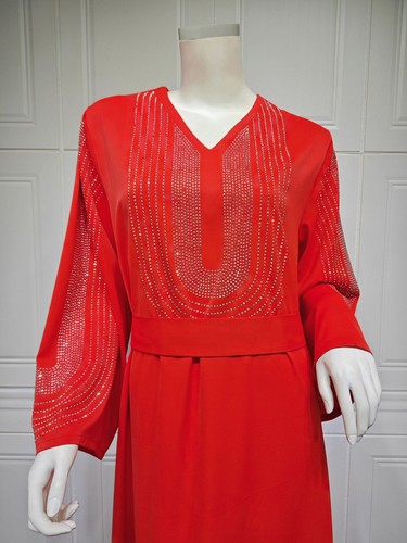 Abaya Muslim Women Rhinestone Kaftan Maxi Dress Dubai Moroccan Party Gown Caftan - 第 101/196 張圖片