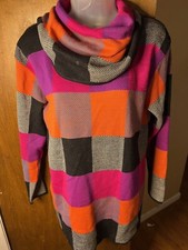 Vintage 80s/90s Colorblock Patch Look Cowl Neck Sweater L/XL