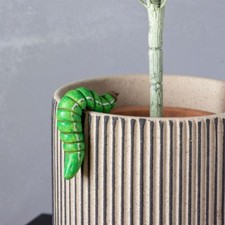 Green Caterpillar Plant Pot Hanger Ornament Small Home Decoration Cute Gift Idea