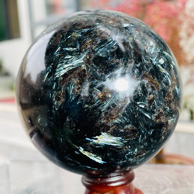 826g Natural Astrophyllite Fireworks Stone Quartz Crystal Sphere Ball Healing