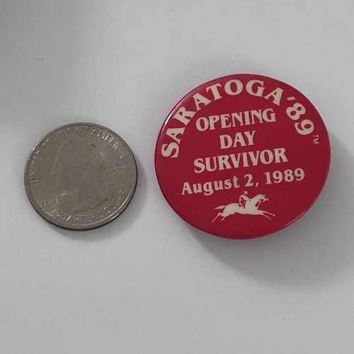 Vintage Saratoga Opening Day Survivor NY Pferderennen Pin Pinback Abzeichen 1989 - Bild 2 von 3