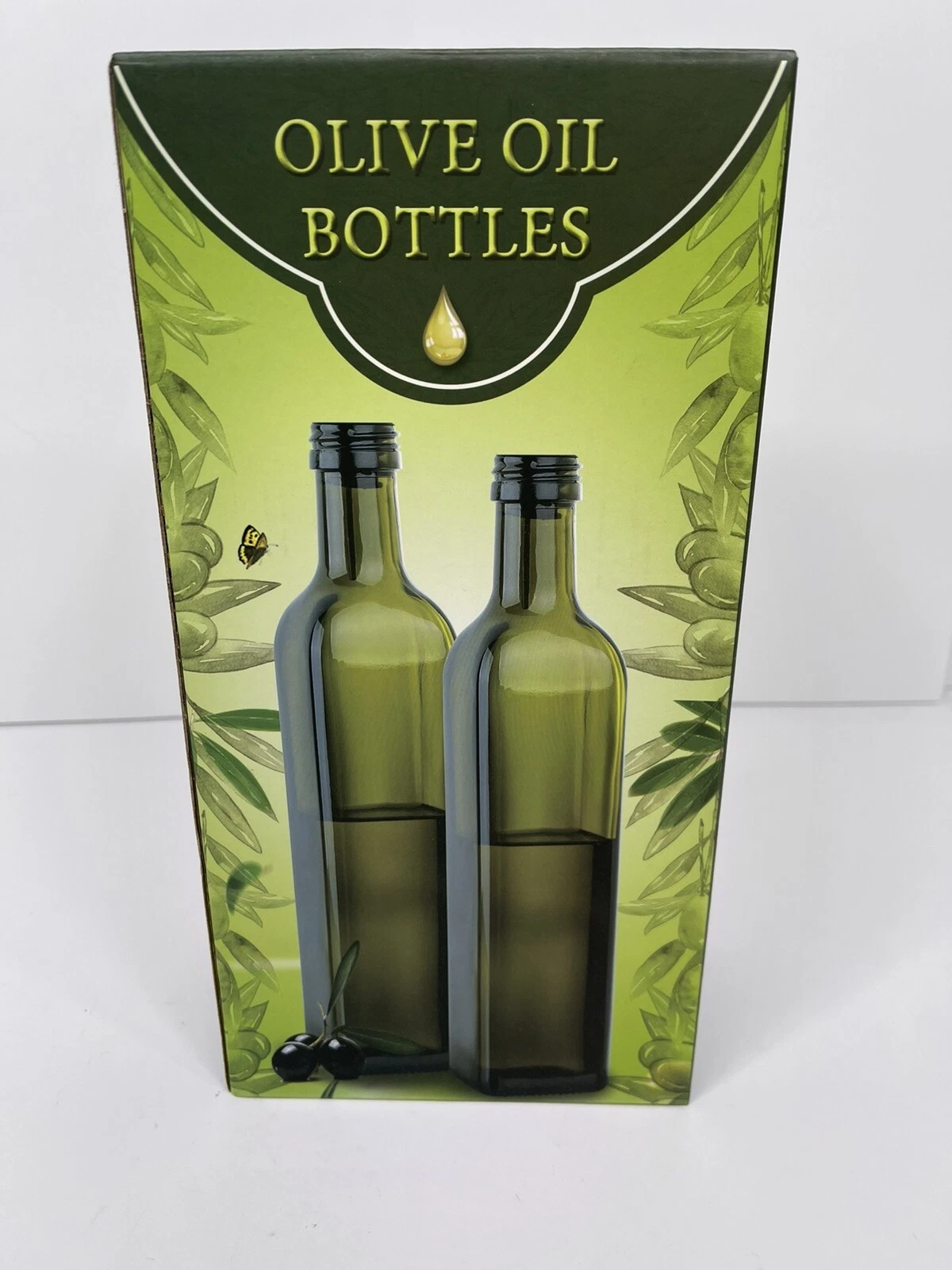 Aozita 17oz Glass Olive Oil Dispenser Set Of 2 Bottles With Pour Spouts NEW!