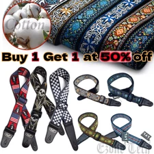 Guitar Straps Vintage Embroidered For Bass Electric Acoustic Guitar Adjustable