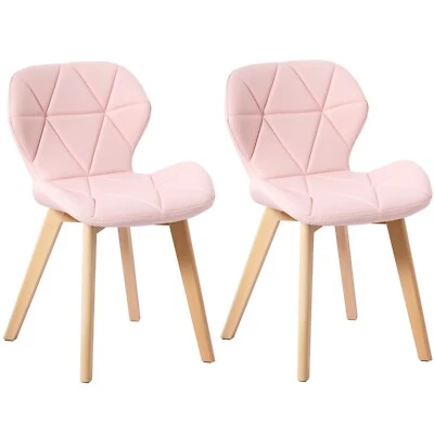 REBOXED 2x Living Dining Room Diamond Pattern Designer Chair Beech Legs - Image 1 of 4