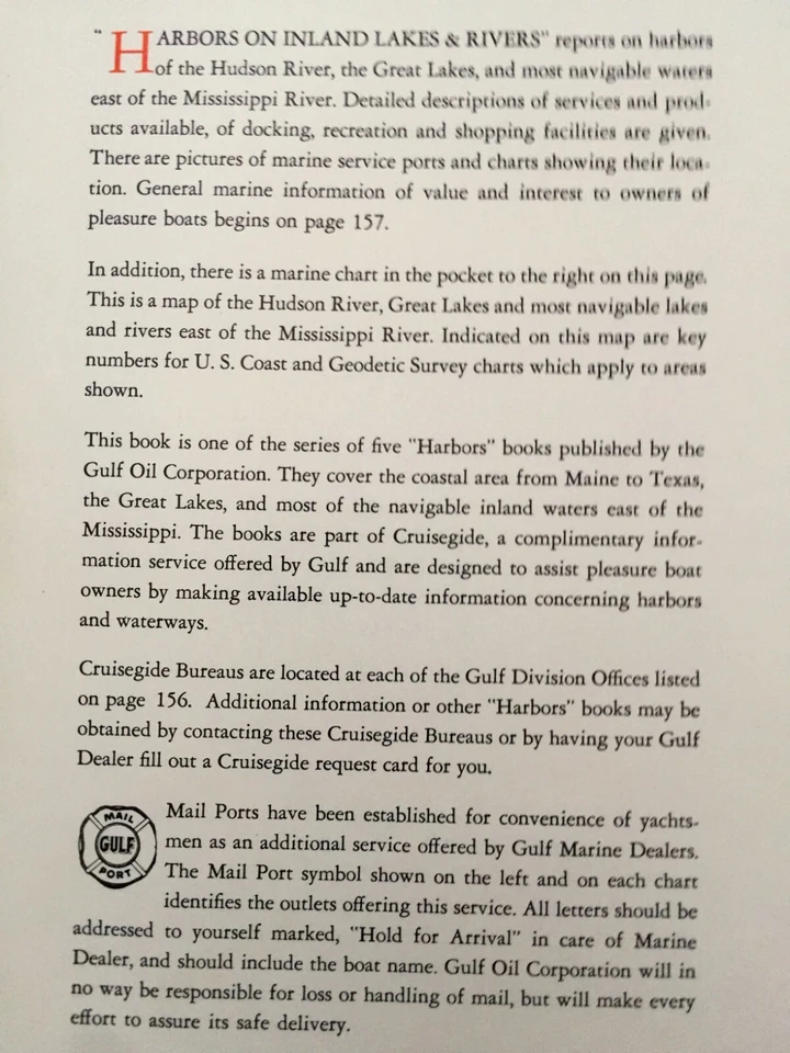 DE COLECCIÓN NÁUTICO 1960 "PUERTOS EN LAGOS Y RÍOS INTERIORES" GOLFO CRUCERO Foto 3 de 4