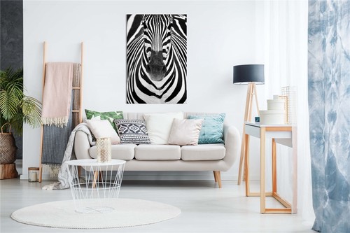 Black & White Zebra Close Up Framed Canvas Print Wall Art Home Decor - Picture 3 of 6