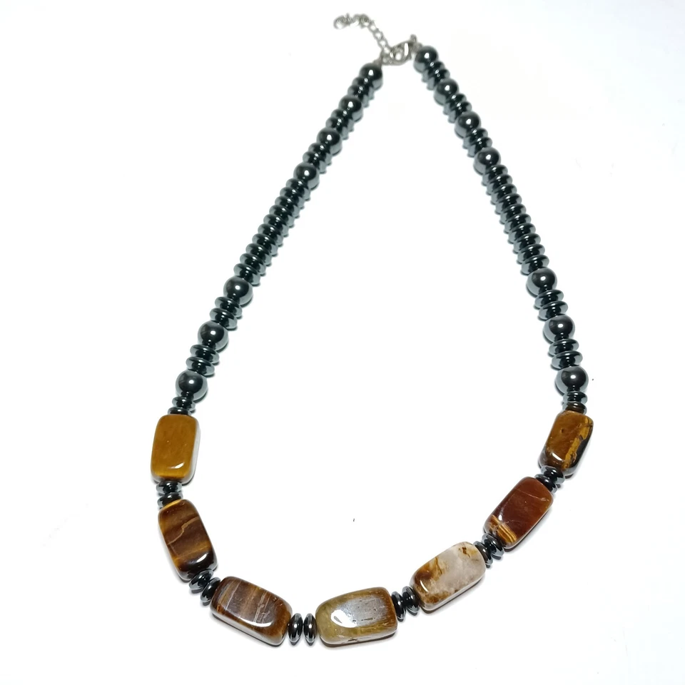 Natural Tiger Eye And Hematite 19.5" Necklace Women’s Jewelry Necklace - Image 2 of 3