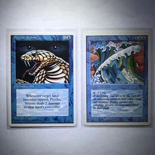 Magic The Gathering 1995 Enchant Psychic Venom, Summon Wall Of Water