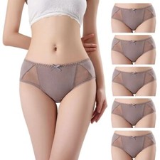 5 pack Women Panties Brief Cotton mid-waist Underwear breathable soft size SML