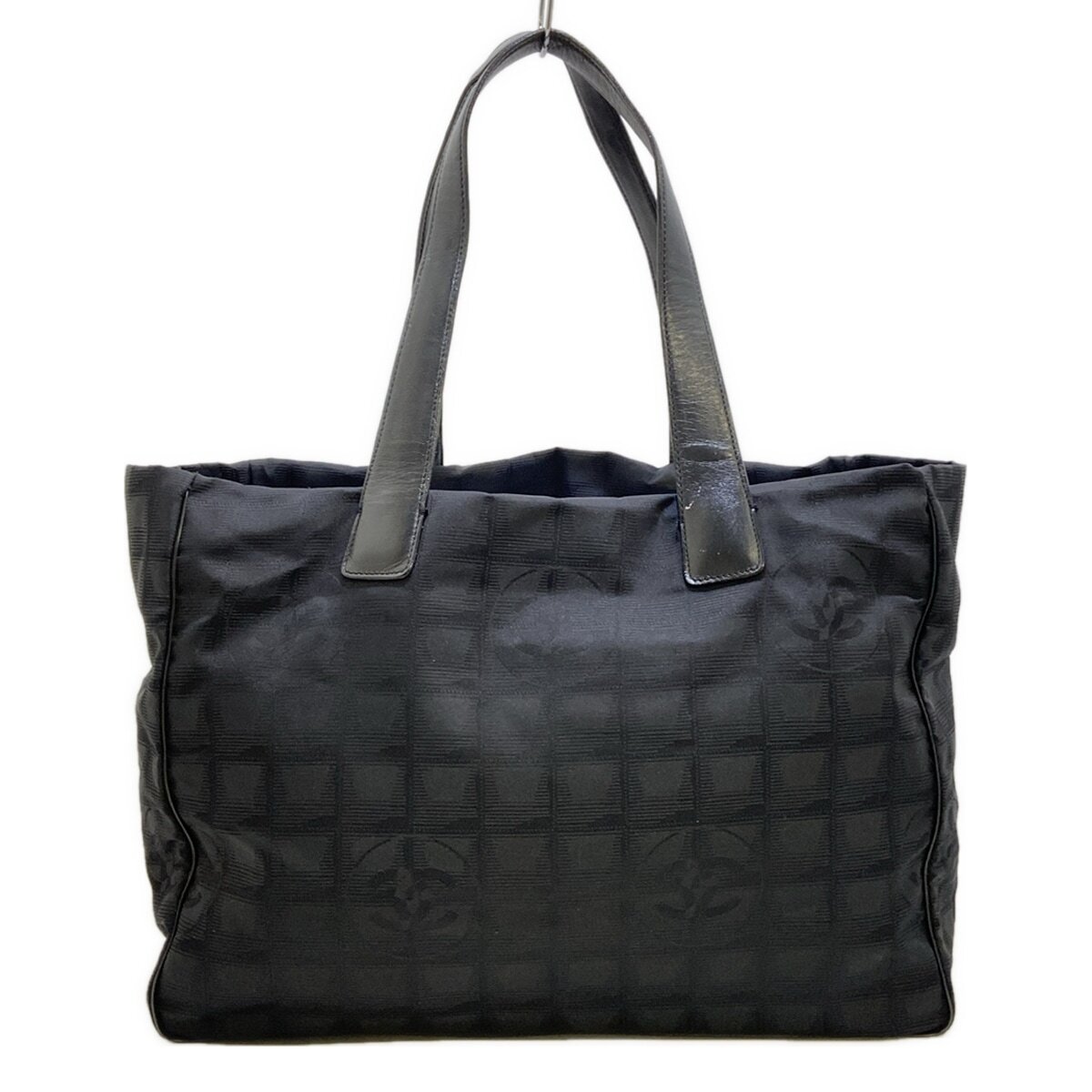 Auth CHANEL New Travel Line Tote MM - Black Nylon Jacquard Auth CHANEL New Travel Line Tote MM - Black Nylon Jacquard