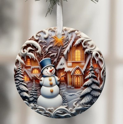 3D Christmas Scene Ornament For Name Christian Ornament