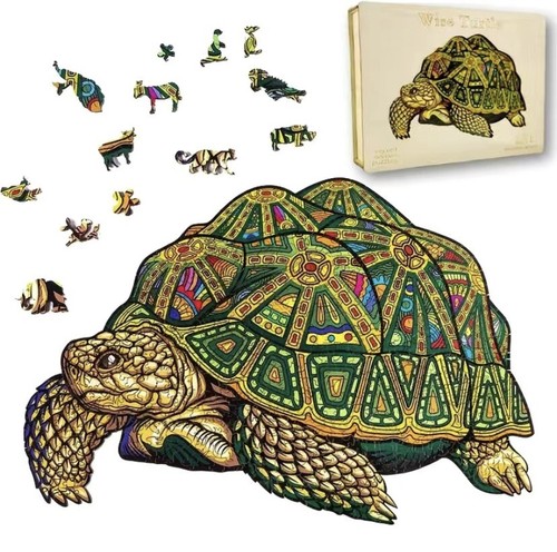 Schildkröte Holzpuzzle für Erwachsene Kind, einzigartige unregelmäßig geformte Teile, bestes Geschenk Spielzeug - Bild 1 von 6