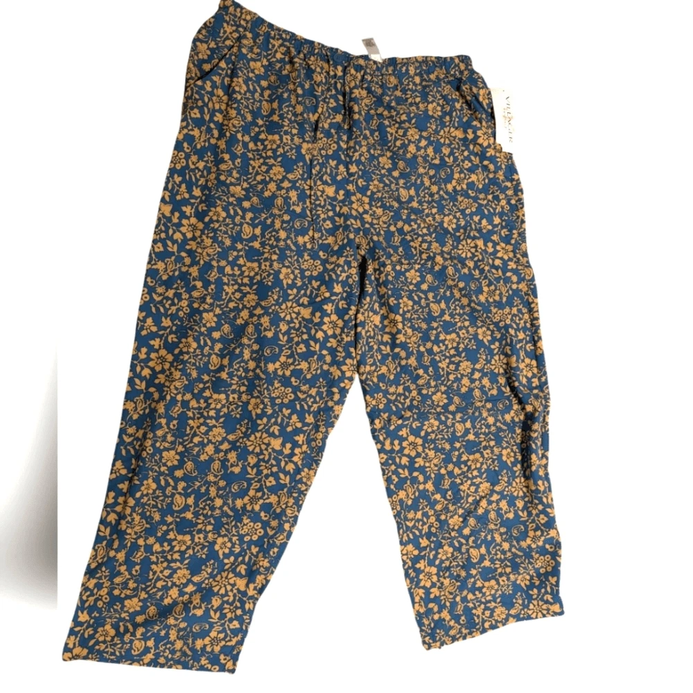 Liz Claiborne Villager Sport blue floral print capri pants size XL women's