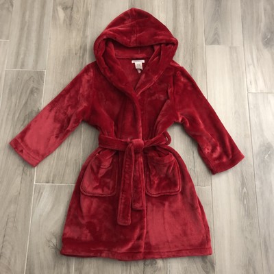 Pottery Barn Kids Size 4 6 Red Fleece Bathrobe With Hood Ebay