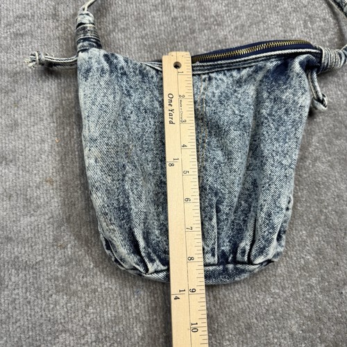 Vintage Acid Wash Handtasche Damen blau Jeans Denim Schulterriemen Reißverschluss Tasche 1990er - Bild 10 von 11