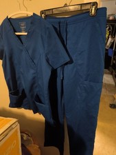 Cherokee Workwear Revolution Women's Royal Blue Scrubs Set Size Small EUC
