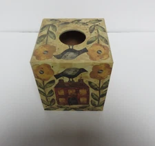 Birdhouse&Bird Primitives Tissue Box Cover Red Green Yellow Lightweight