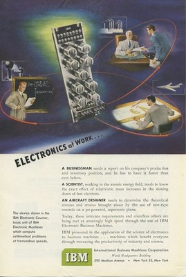 IBM Electronic Counter Compute Arithmetical Problems Fast Speed 1950 Vintage Ad